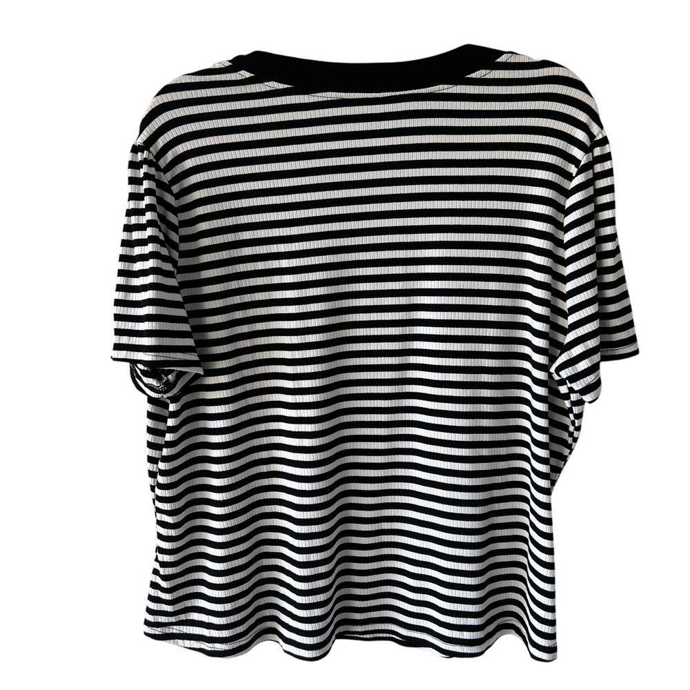 Unique‎ Vintage Womens French Breton Striped Side Neck Tie Top Sz 4X Soft Twee - Picture 2 of 7